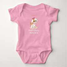 Girl Puppy Dog with Pink Bow Baby Bodysuit