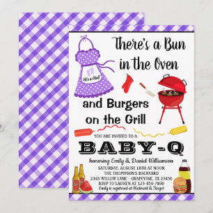 Girl Purple Barbecue Baby Shower Invitation