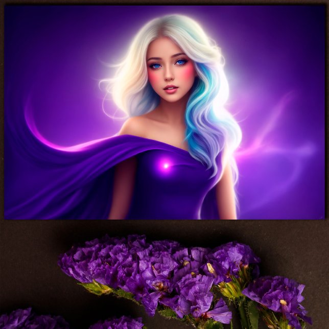 Girl purple blonde neon elegant pink lady art poster (Creator Uploaded)
