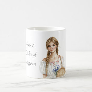 Girl Purple Blue Flowers Garden of Happiness Coffee Mug
