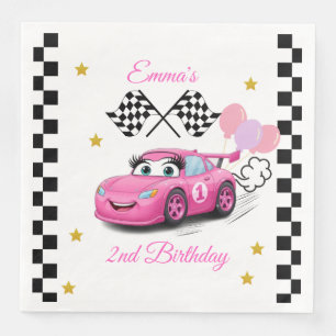 Girl Racing Birthday Fast One & Two Fast Napkin