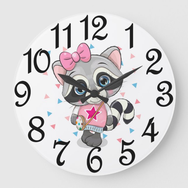  Girl Racoon  Large Clock (Front)