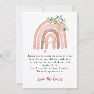 Girl Rainbow Baby, Boho Baby Shower Thank You Card