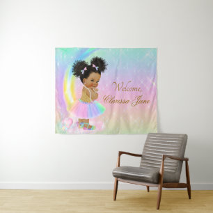 Girl Rainbow Baby Shower Backdrop Banner Tapestry