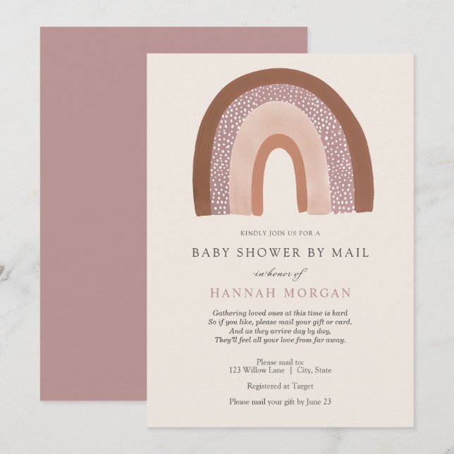 Girl Rainbow Baby Shower by Mail invitation (Front/Back)