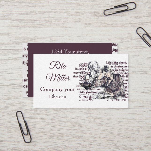 girl reading a book business card (Front/Back In Situ)