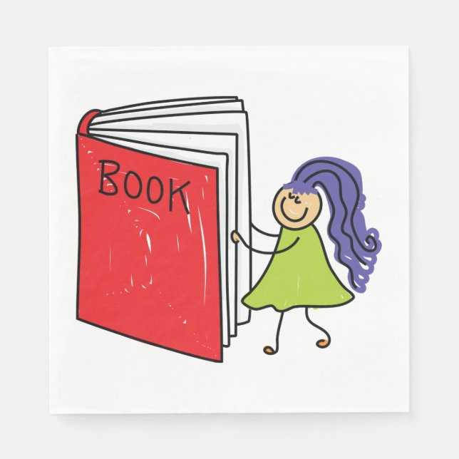 Girl Reading A Book Paper Napkins (Front)