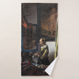 Girl Reading a Letter at an Open Window, Vermeer Bath Towel