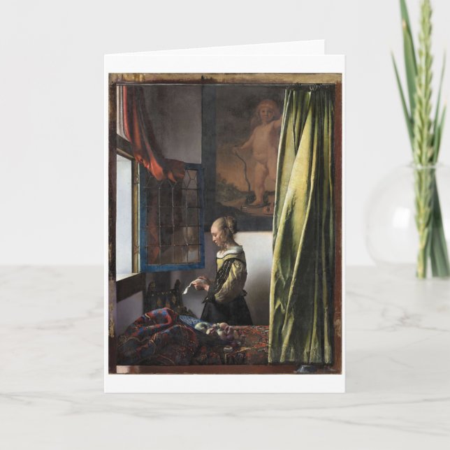 Girl Reading a Letter at an Open Window, Vermeer Card (Front)