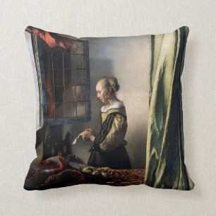 Girl Reading a Letter at an Open Window, Vermeer Cushion