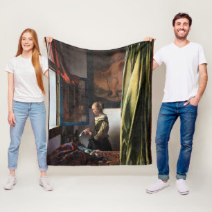 Girl Reading a Letter at an Open Window, Vermeer Fleece Blanket