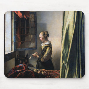Girl Reading a Letter at an Open Window, Vermeer Mouse Mat