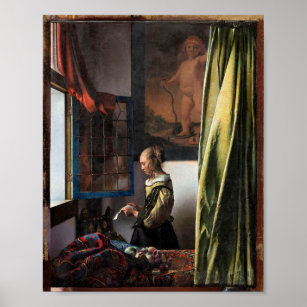 Girl Reading a Letter at an Open Window, Vermeer Poster