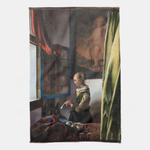 Girl Reading a Letter at an Open Window, Vermeer Tea Towel