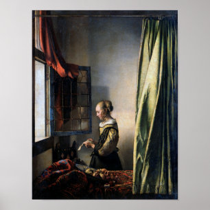 Girl Reading a Letter at the Window, Vermeer Poster