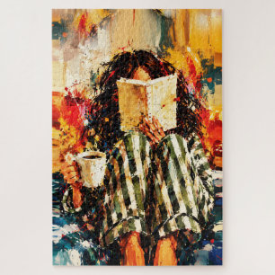 Girl Reading Book Cosy Painting Art Jigsaw Puzzle