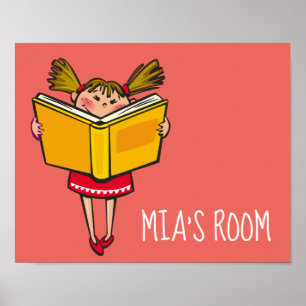 Girl reading book cute girls room poster