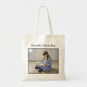 Girl Reading Book Lover Custom School or Library Tote Bag