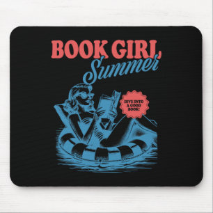 Girl Reading Book Summer Funny Beach Vacation For  Mouse Mat