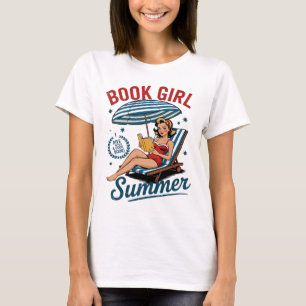 Girl Reading Book Summer Funny Beach Vacation For T-Shirt