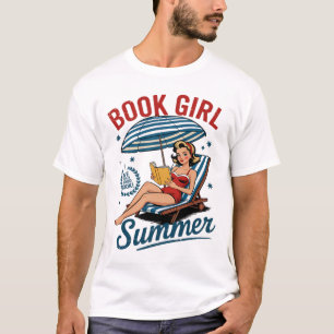 Girl Reading Book Summer Funny Beach Vacation For T-Shirt