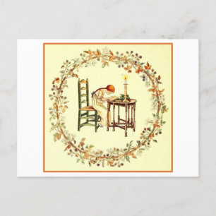 Girl Reading by Candlelight Postcard