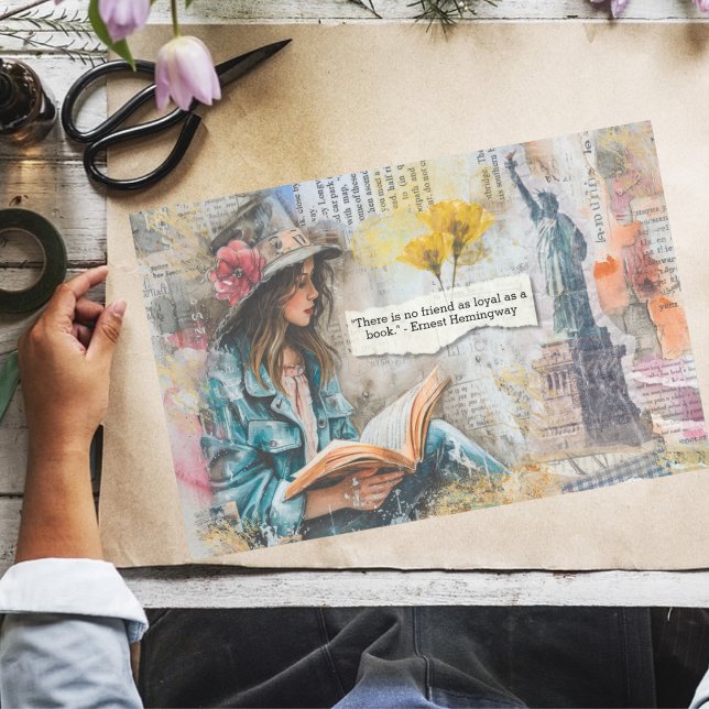 Girl Reading Collage Style Decoupage Paper (Creator Uploaded)