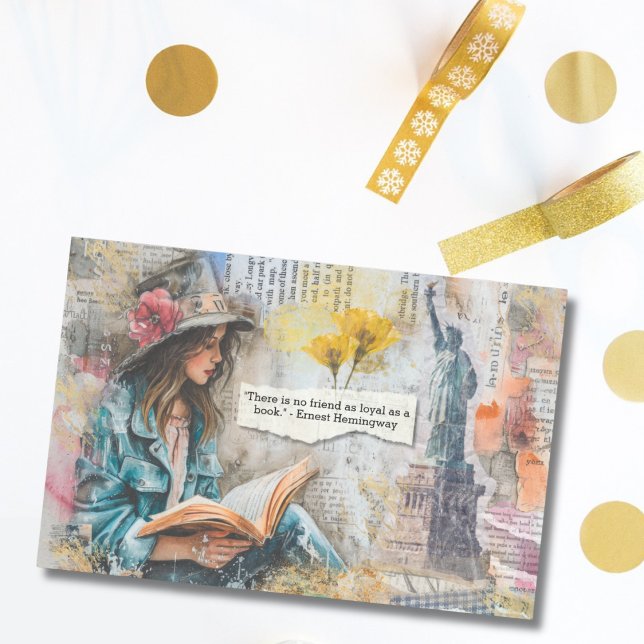 Girl Reading Customisable Quote Decoupage Paper (Creator Uploaded)