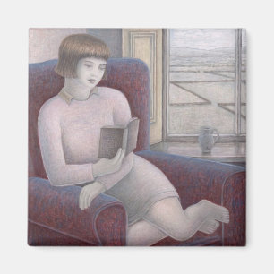 Girl Reading in Armchair 2009 Magnet