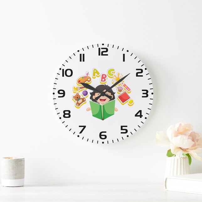 Girl Reading Learning ABC Letters and Toys Large Clock (Creator Uploaded)