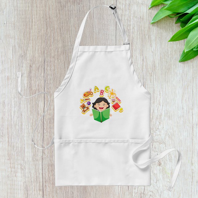 Girl Reading Learning ABC Letters and Toys Standard Apron (Creator Uploaded)