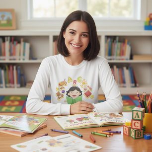 Girl Reading Learning ABC Letters and Toys T-Shirt