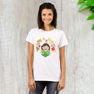 Girl Reading Learning ABC Letters and Toys T-Shirt