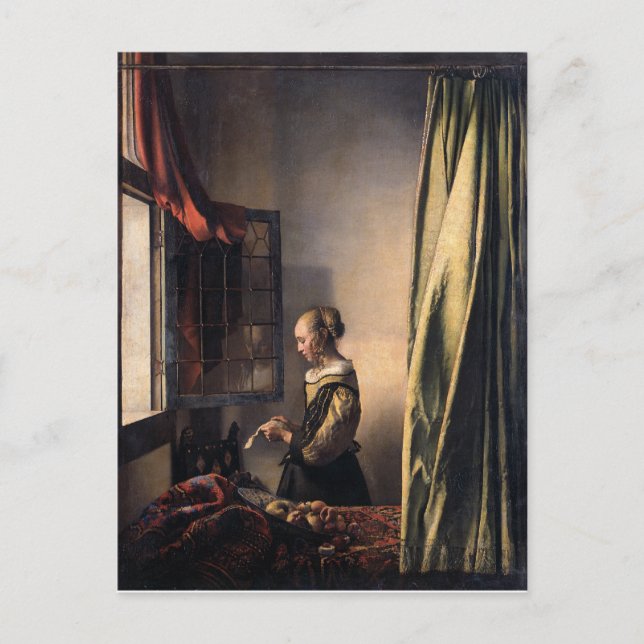 Girl Reading Letter at Open Window by Vermeer Postcard (Front)