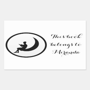Girl Reading on the Moon Rectangular Sticker