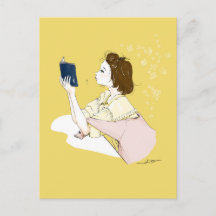 Girl Reading Watercolor Illustration
