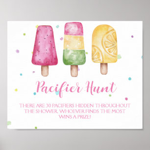 Girl Ready to Pop Baby Shower Game Pacifier Hunt Poster