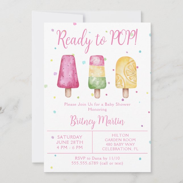 Girl Ready to Pop Summer Baby Shower Invitation (Front)