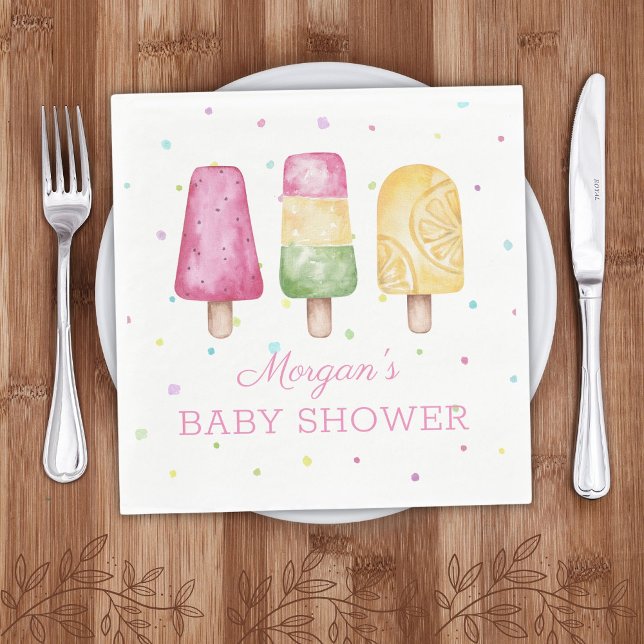Girl Ready to Pop Summer Baby Shower Napkin (Creator Uploaded)