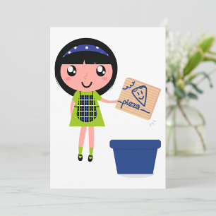 Girl Recycling Cardboard Invitation