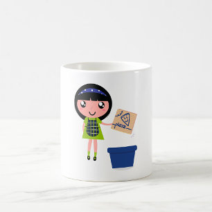 Girl Recycling Pizza Box Fun Eco-Friendly  Coffee Mug