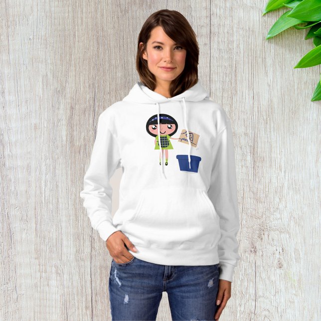 Girl Recycling Pizza Box Fun Eco-Friendly  Hoodie (Creator Uploaded)