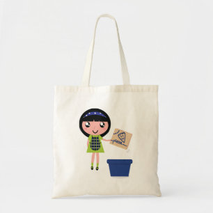 Girl Recycling Pizza Box Fun Eco-Friendly Tote Bag
