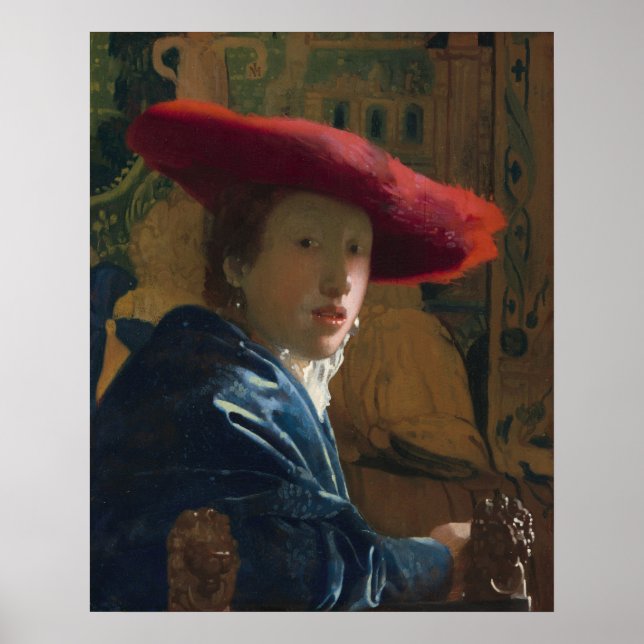 Girl & Red Hat - Johannes Vermeer Fine Art Poster (Front)