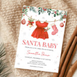 Girl Red Santa Christmas Baby Shower Invitation<br><div class="desc">Welcome your little one with our heartwarming Santa Baby Shower Invitation Printable. Personalise to share the joy with your loved ones!

BS1170 B</div>