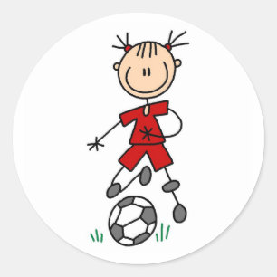 Girl Red Soccer Uniform Classic Round Sticker