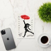 Girl Red Umbrella Foil Birthday Card Personalise