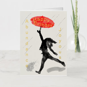 Girl Red Umbrella Foil Birthday Card Personalise