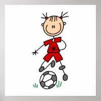 Girl Red Uniform Stick Figure Soccer Player Gifts