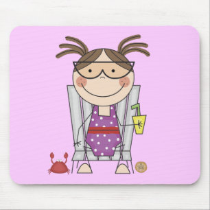 Girl Relaxing at Beach Tshirts and Gifts Mouse Mat